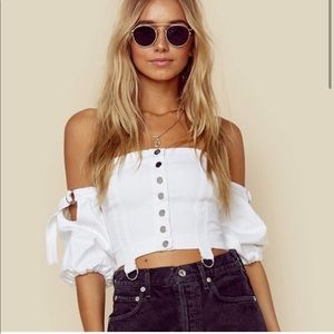 For Love & Lemons Monika Snap Front Blouse!